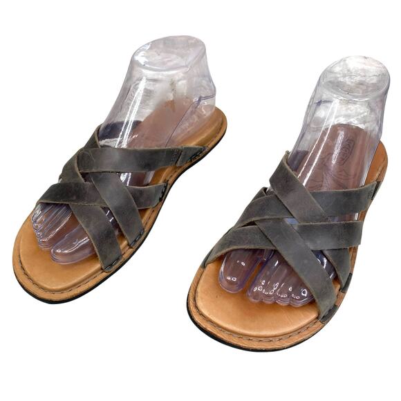 Keen Women’s Sophia Brown Leather Slip On Slide Sandals Size US 7 - Picture 6 of 10